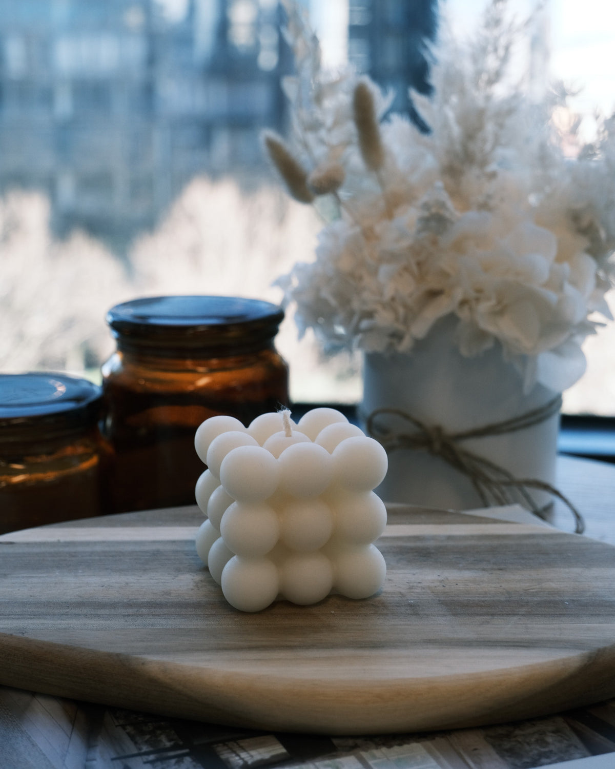 White bubble candle
