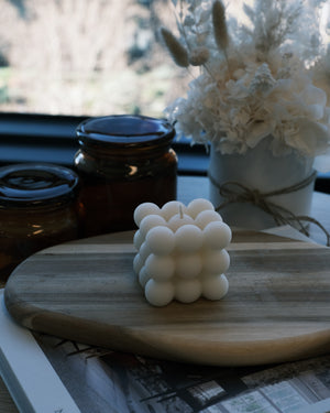 White bubble-like candle