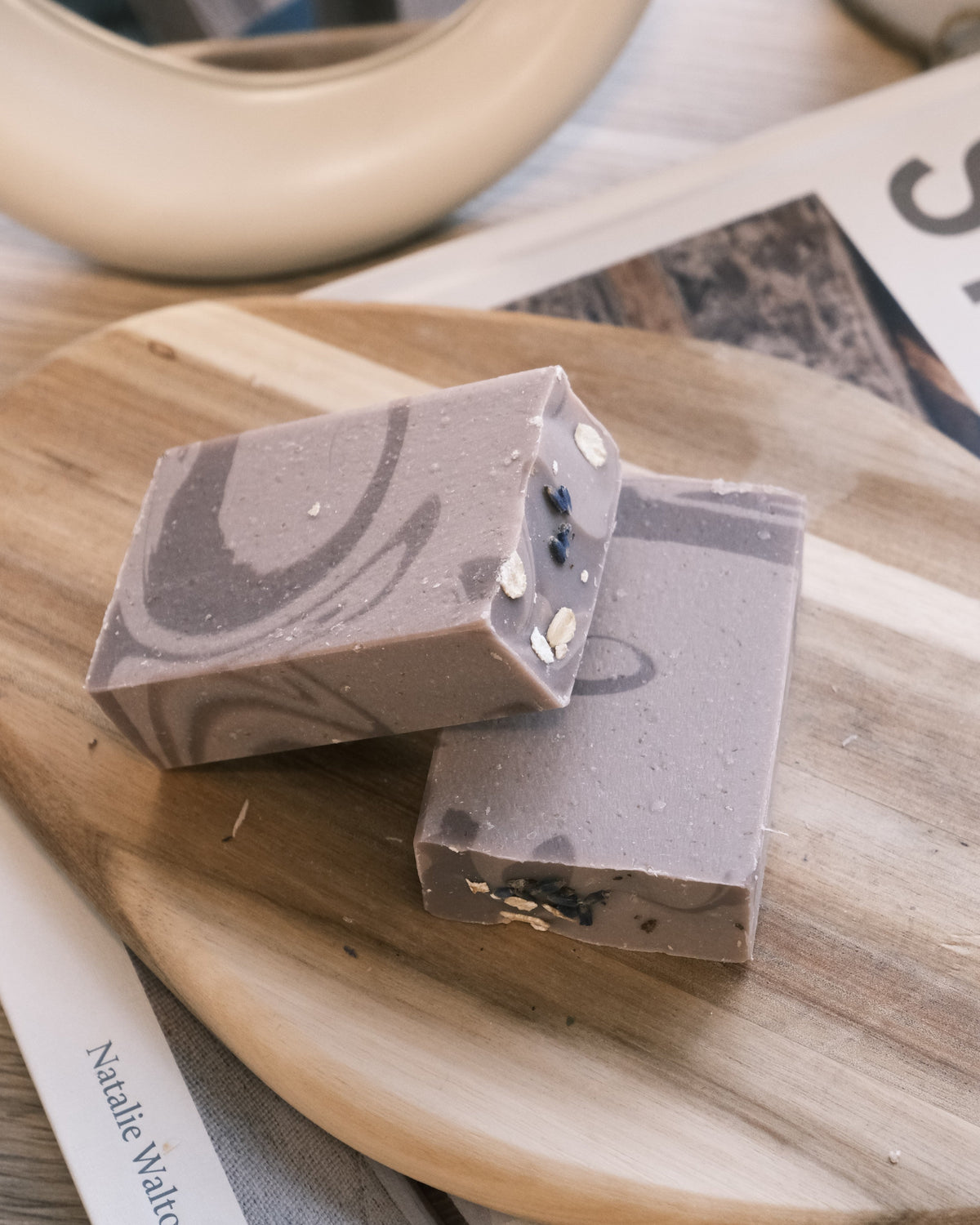 Two small marble-patterned boxes