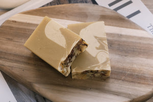 Two pieces of marbled soap