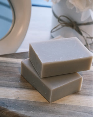 Two bars of soap stacked