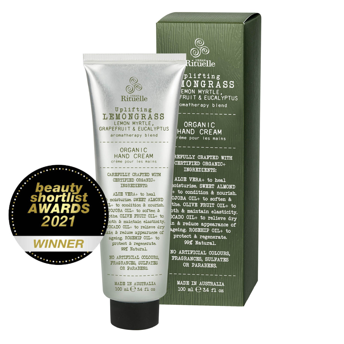Lemongrass, Lemon Myrtle, Grapefruit & Eucalyptus Organic Hand Cream 100ml