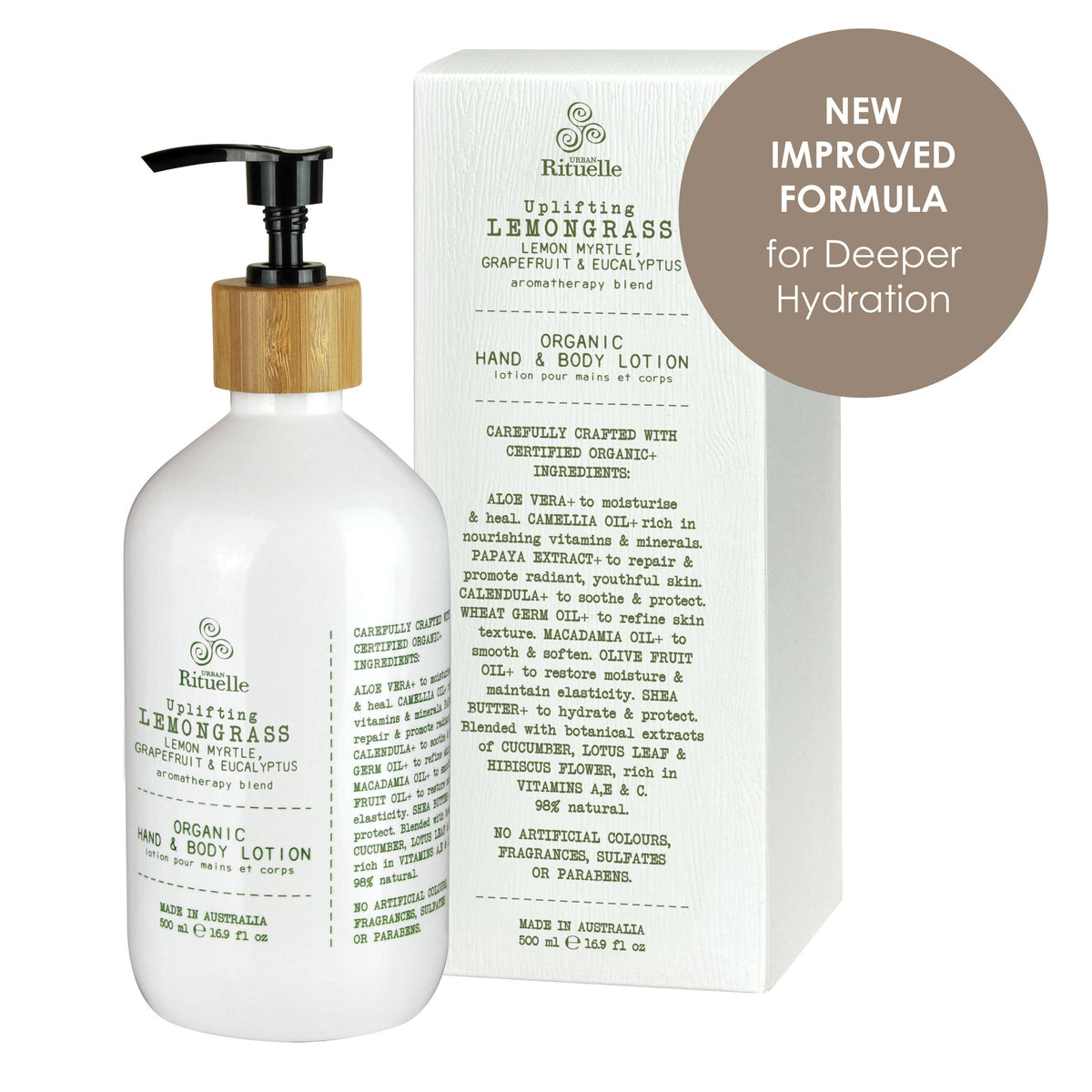Lemongrass, Lemon Myrtle, Grapefruit & Eucalyptus Hand & Body Lotion 500ml