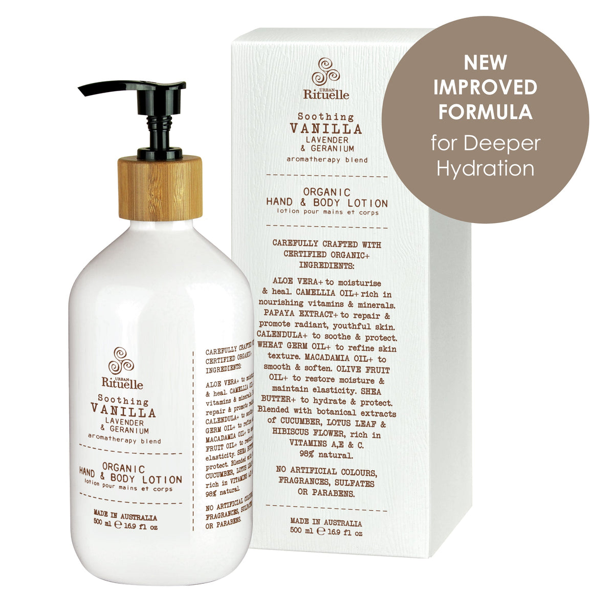 Vanilla, Lavender & Geranium Hand & Body Lotion 500ml