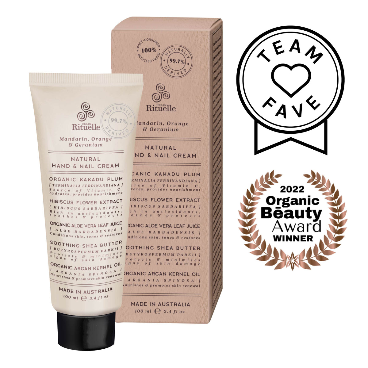 Mandarin, Orange & Geranium Natural Hand & Nail Cream 100ml