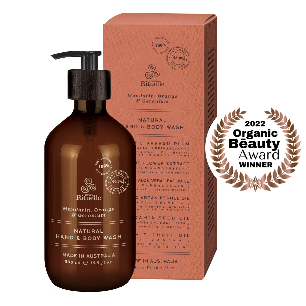 Mandarin, Orange & Geranium Natural Hand & Body Wash 500ml